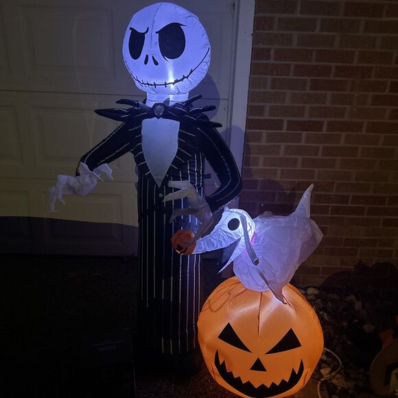 Gemmy Halloween Decor Outdoor 5 ft Jack Skellington Zero Pumpkin Inflatable - Picture 5 of 5